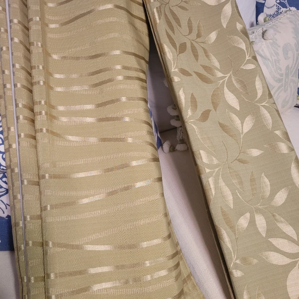 1 ROMAN SHADE FABRIC REPLACEMENT Sage green gold Leaf NO MOUNTING KIT - …